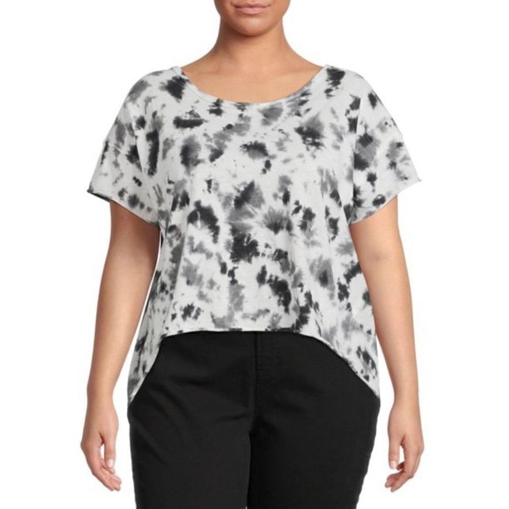 NWT Terra & Sky 3X Plus Size
High-Low T-Shirt Black White Tie Dye T-shirt Top